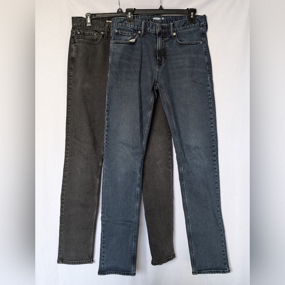 GUC Old Navy x2 Men's Slim Fit Midnight Blue 24/7 and Black Jeans 32x34